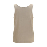 Brunello Cucinelli Beige Cashmere Sleeveles T-Shirt
