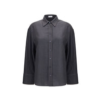 Brunello Cucinelli Gray Wool Oves Aries Dress Shirt