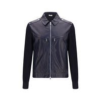 Brunello Cucinelli Blue Calf Leather Bos Taurus Leather Jacket
