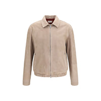Brunello Cucinelli Beige Calf Leather Bos Taurus Bomber