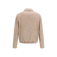 Brunello Cucinelli Beige Calf Leather Bos Taurus Bomber