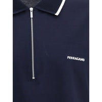 Ferragamo Blue Cotton Polo Shirt