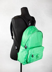 Versace Large Bright Green Nylon Fabric Medusa Shoulder Backpack Bookbag
