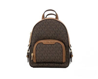 Michael Kors Jaycee Mini XS Brown Signature PVC Zip Pocket Shoulder Backpack Bag