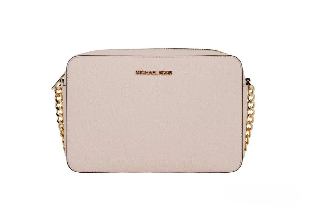 Michael Kors Adult Saffiano Leather East West Crossbody Handbag With 2 Slit Pockets, Blush