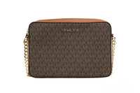Michael Kors Women'S Jet Set East West Crossbody Handbag Saffiano, Brown Gold, Large