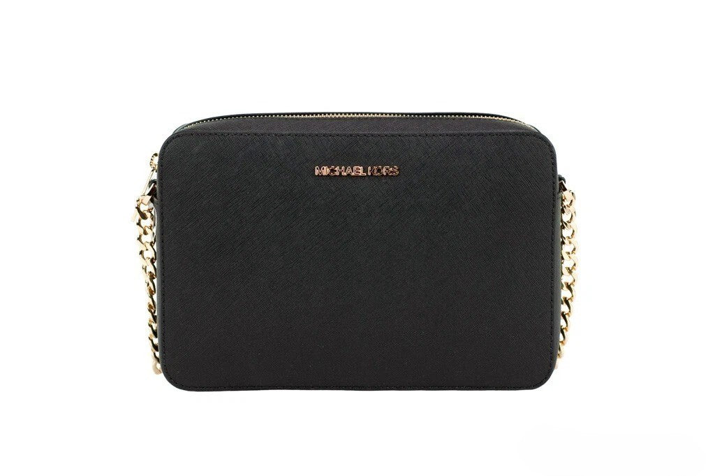 Michael Kors Women'S Top Zip Closure Saffiano Leather Crossbody Bag, Black