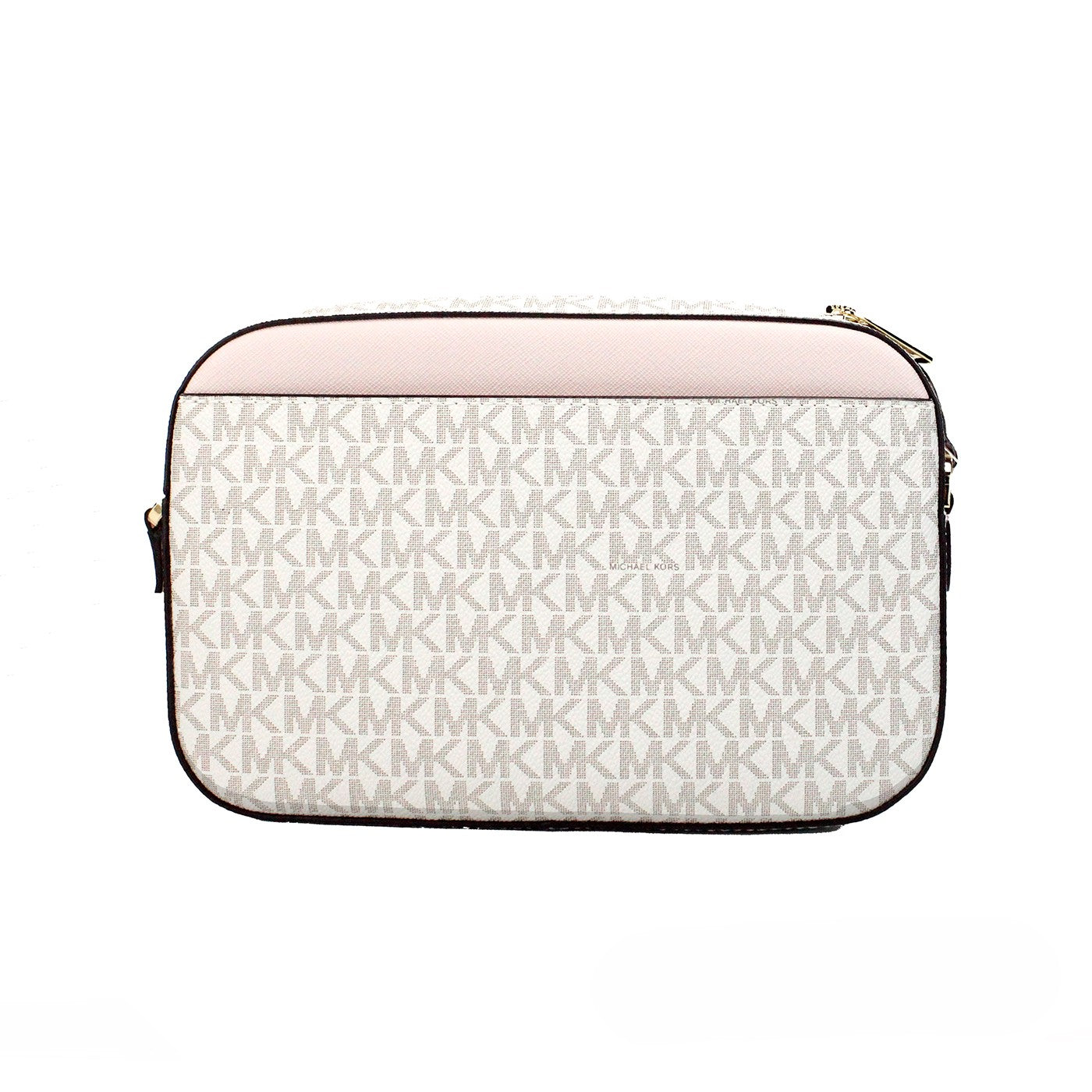 Michael Kors Adult Saffiano Leather Chain Zip Crossbody Handbag, Vanilla/Powder Blush