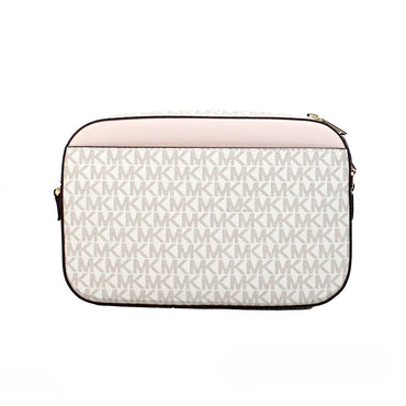 Michael Kors Adult Saffiano Leather Chain Zip Crossbody Handbag, Vanilla/Powder Blush