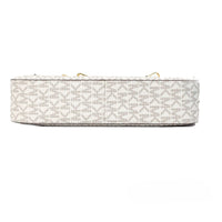 Michael Kors Adult Saffiano Leather Chain Zip Crossbody Handbag, Vanilla/Powder Blush
