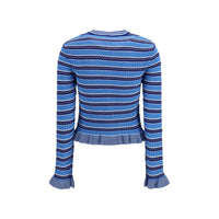 Ganni Blue Cotton Cardigan