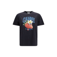 Ganni Black Cotton T-Shirt