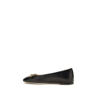 Valentino Garavani Black Calf Leather Bos Taurus Ballet Flats