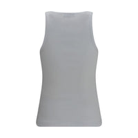 Ganni White Cotton Sleeveles T-Shirt