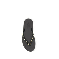 Valentino Garavani Black Calf Leather Bos Taurus Flip-Flop Sandals