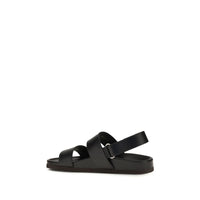 Valentino Garavani Black Calf Leather Bos Taurus Flat Sandals