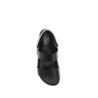 Valentino Garavani Black Calf Leather Bos Taurus Flat Sandals
