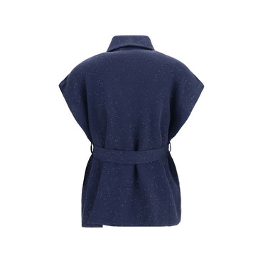 Brunello Cucinelli Blue Cotton Coat