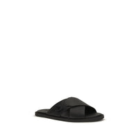 Fendi Black Calf Leather Bos Taurus Flat Sandals