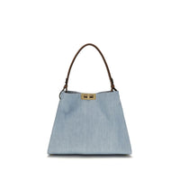 Fendi Blue Calf Leather Bos Taurus Shoulder Bag