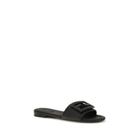 Fendi Black Calf Leather Bos Taurus Flat Sandals