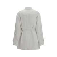 Fendi White Linen Full-Length Jacket