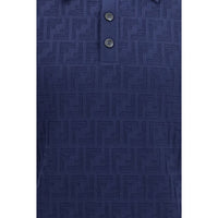 Fendi Blue Cotton Polo Shirt