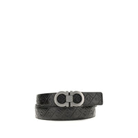 Ferragamo Black Calf Leather Bos Taurus Regular Belt