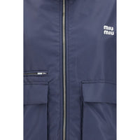 Miu Miu Blue Polyester Full-Length Jacket