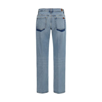 7FOR Blue Cotton Straight-Leg Jeans