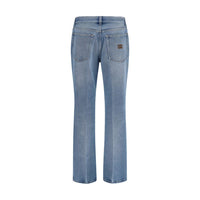 Miu Miu Blue Polyester Relaxed Fit Jeans