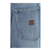 Miu Miu Blue Polyester Relaxed Fit Jeans