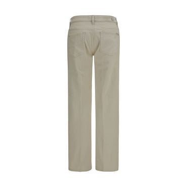7FOR Beige Cotton Straight-Leg Jeans