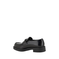 Prada Black Calf Leather Bos Taurus Platform Loafers