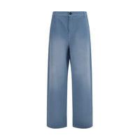 Miu Miu Blue Cotton Casual Pants