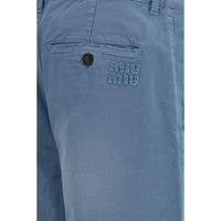 Miu Miu Blue Cotton Casual Pants