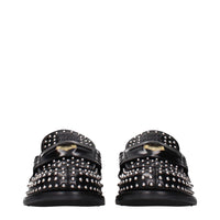 Miu Miu Black Leather Slip-On Loafers
