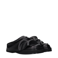The Attico Black Leather Slippers