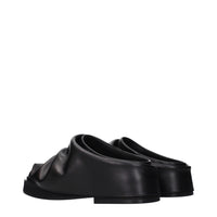 The Attico Black Leather Slippers