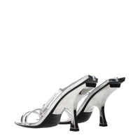 The Attico Gray Leather Stiletto Heel Sandals