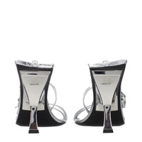The Attico Gray Leather Stiletto Heel Sandals