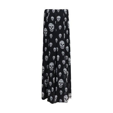 Alexander McQueen Black Silk Long Skirt