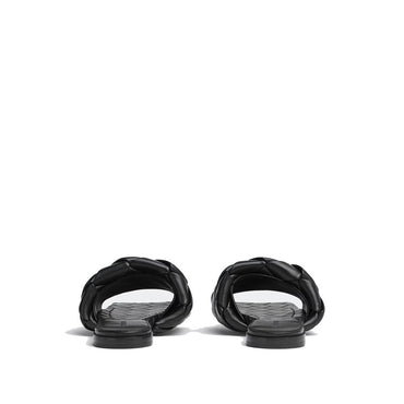 Bottega Veneta Black Lamb Leather Flat Sandals