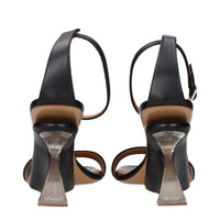 Off-White Black Leather Stiletto Heel Sandals