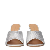 Off-White Gray Satin Stiletto Heel Sandals