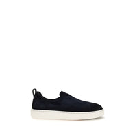 Santoni Blue Calf Leather Bos Taurus Sneakers