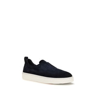 Santoni Blue Calf Leather Bos Taurus Sneakers