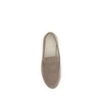 Brunello Cucinelli Gray Calf Leather Bos Taurus Slip-On Loafers