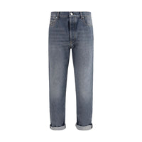 Brunello Cucinelli Gray Cotton Straight-Leg Jeans
