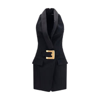 Balmain Black Wool Oves Aries Casual Dress